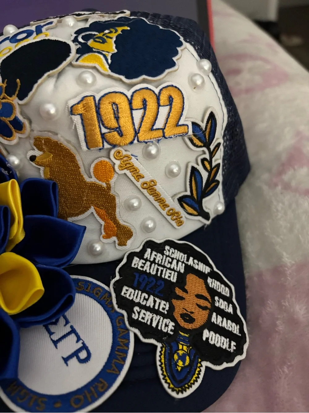 Custom Navy and Gold Sorority Cap - Creative AF